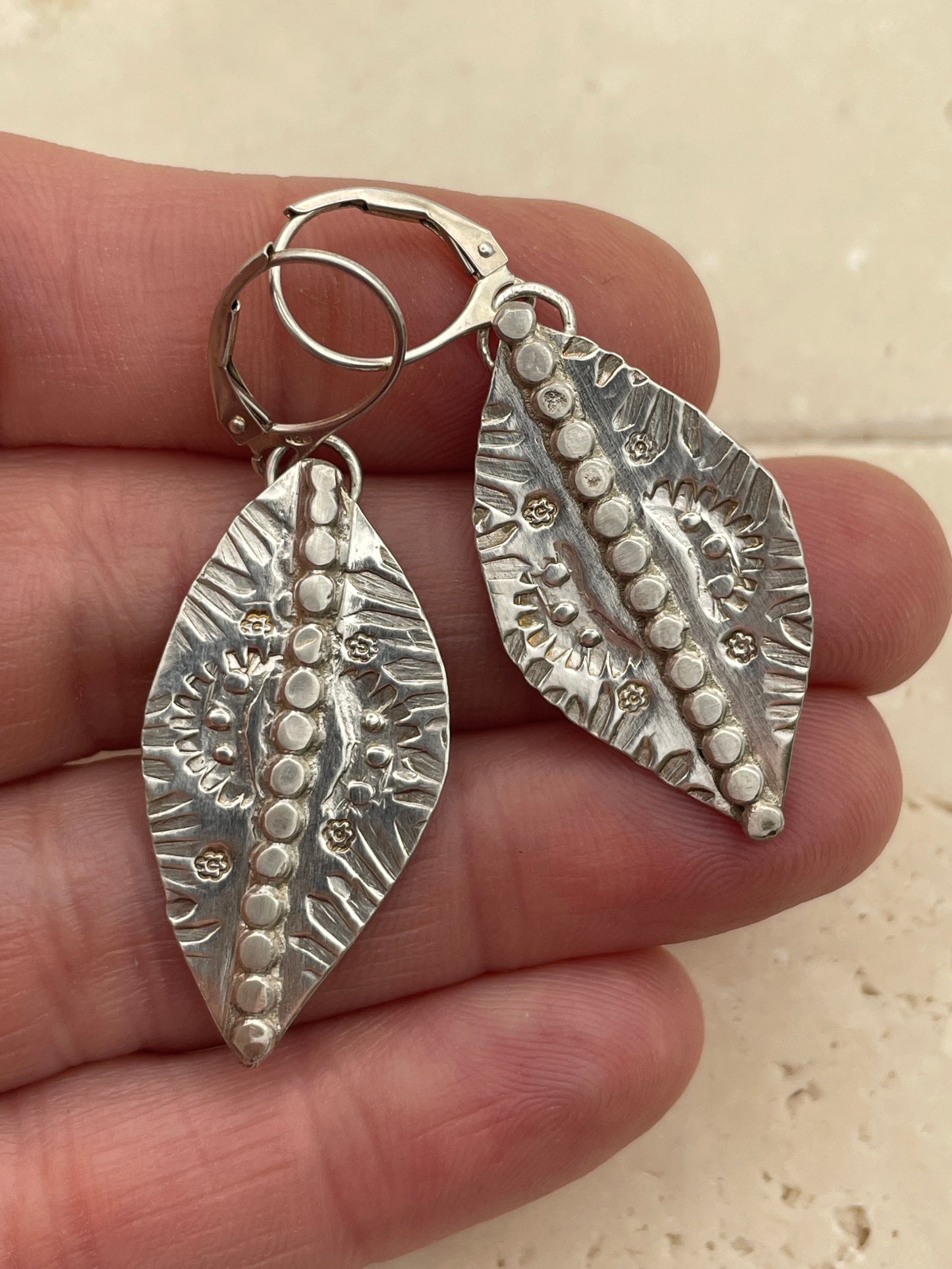 Sterling Silver Hand Stamped Earrings