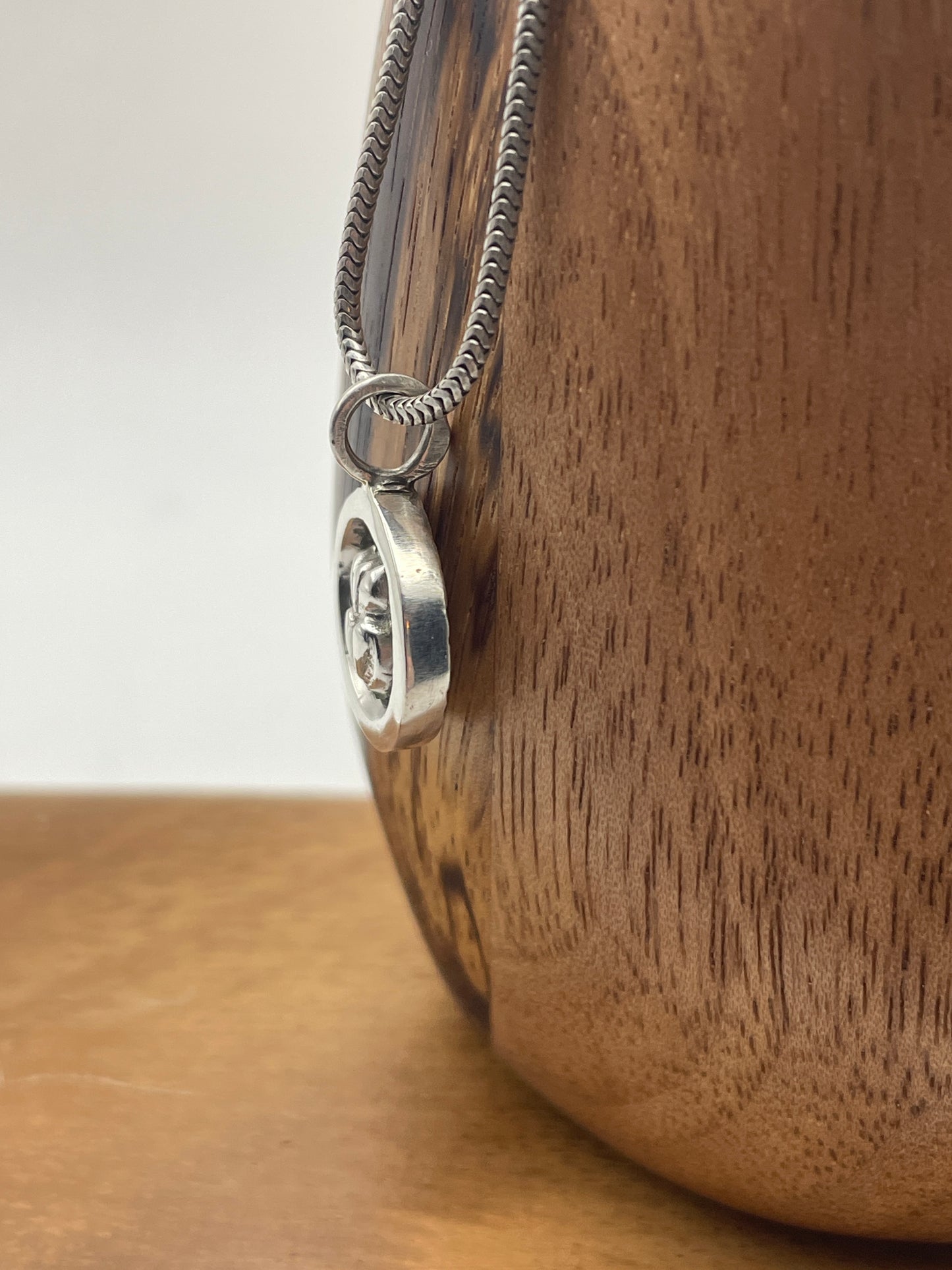 Framed Flaming Heart Sterling Pendant