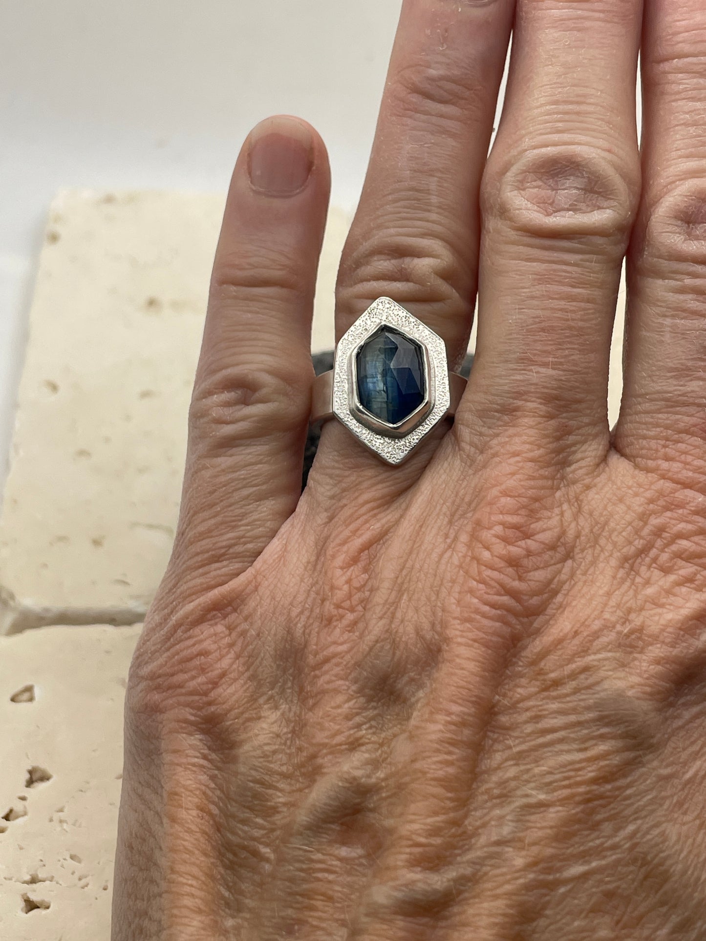 ChunkyBicolor Kyanite and Sterling Statement Ring