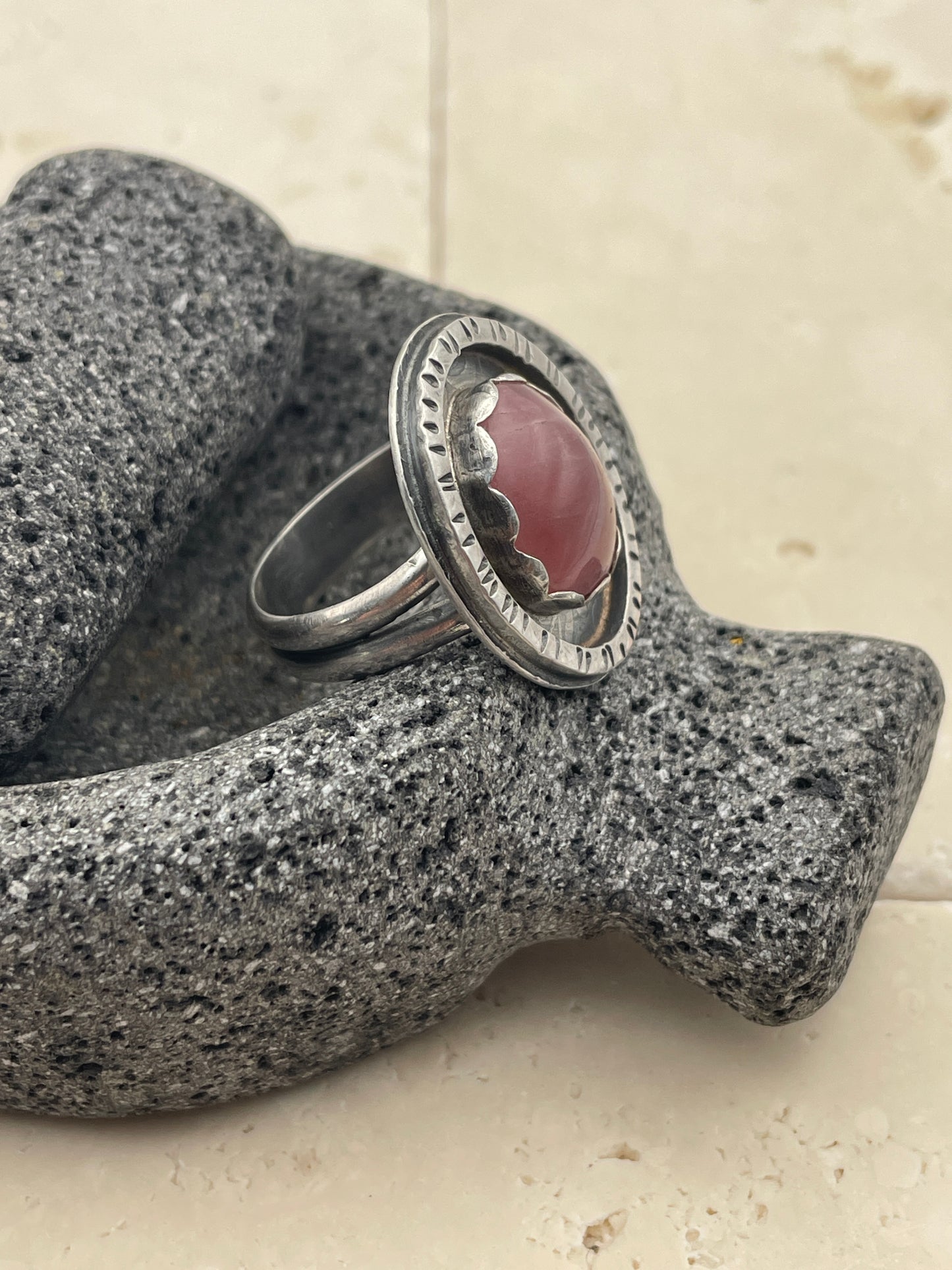 Pink Tourmaline and Sterling Picture Frame Ring