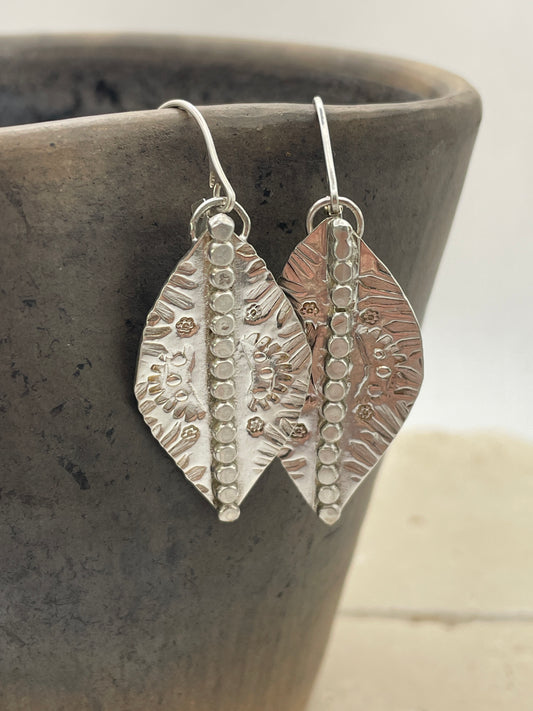 Sterling Silver Hand Stamped Earrings