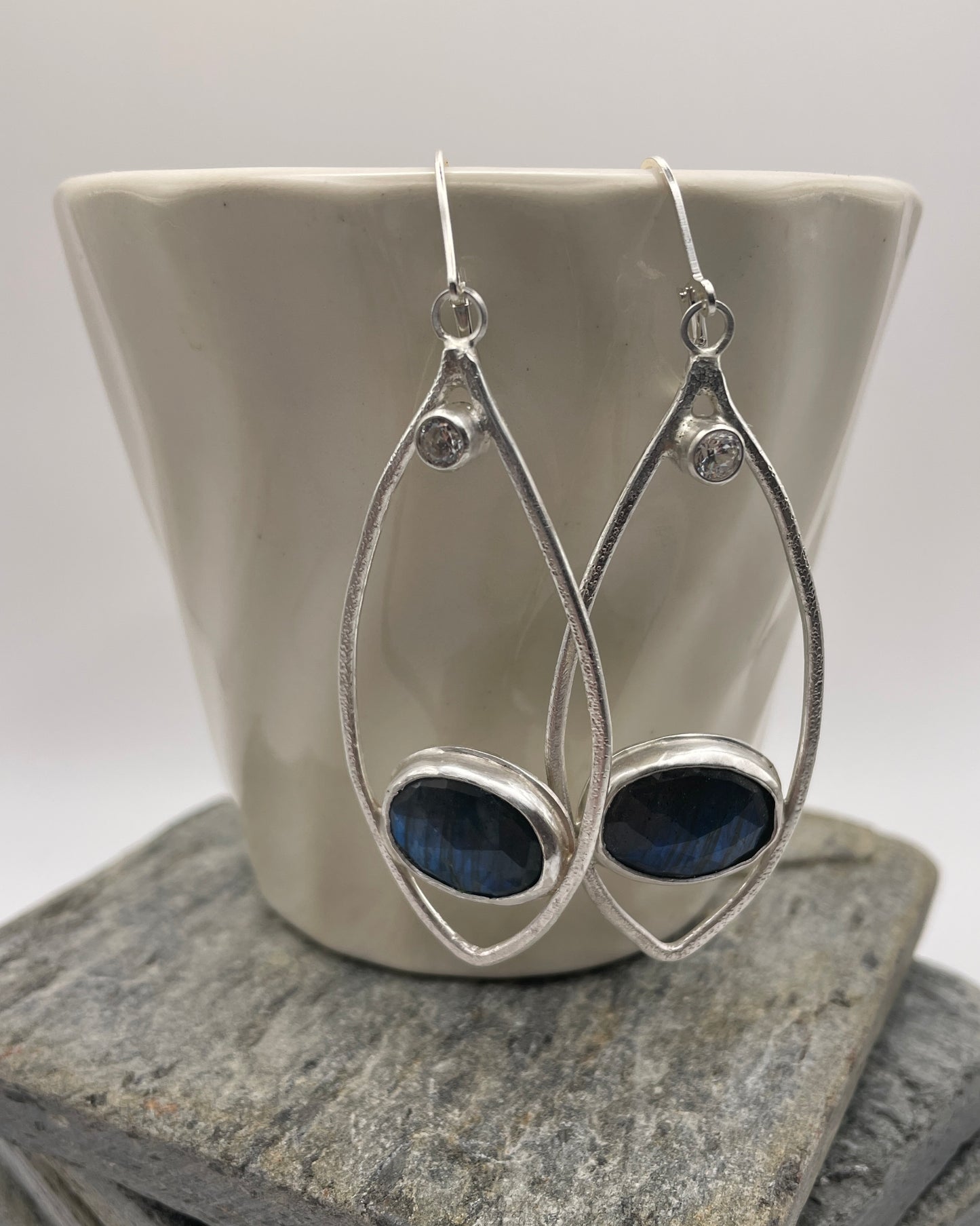 Labradorite Teardrop Sparkling Earrings