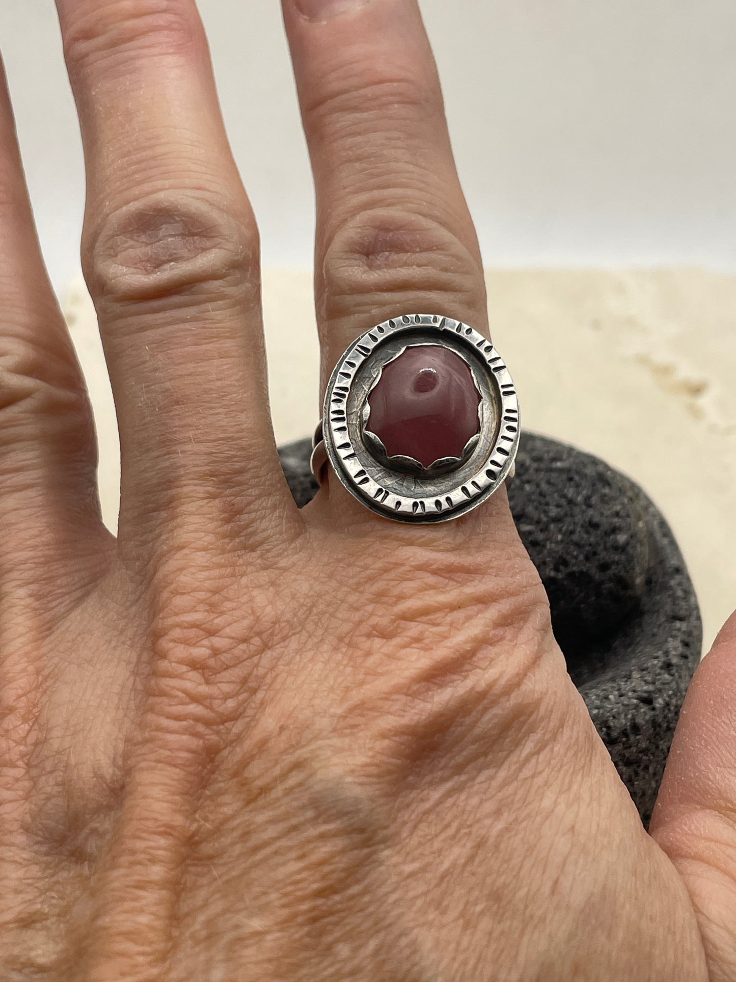 Pink Tourmaline and Sterling Picture Frame Ring