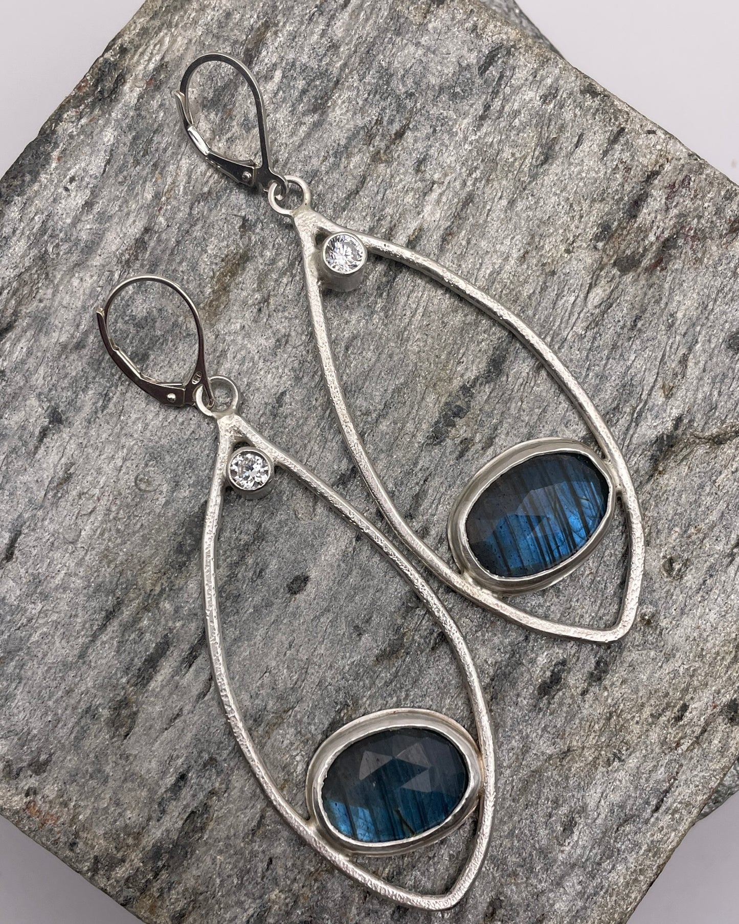 Labradorite Teardrop Sparkling Earrings