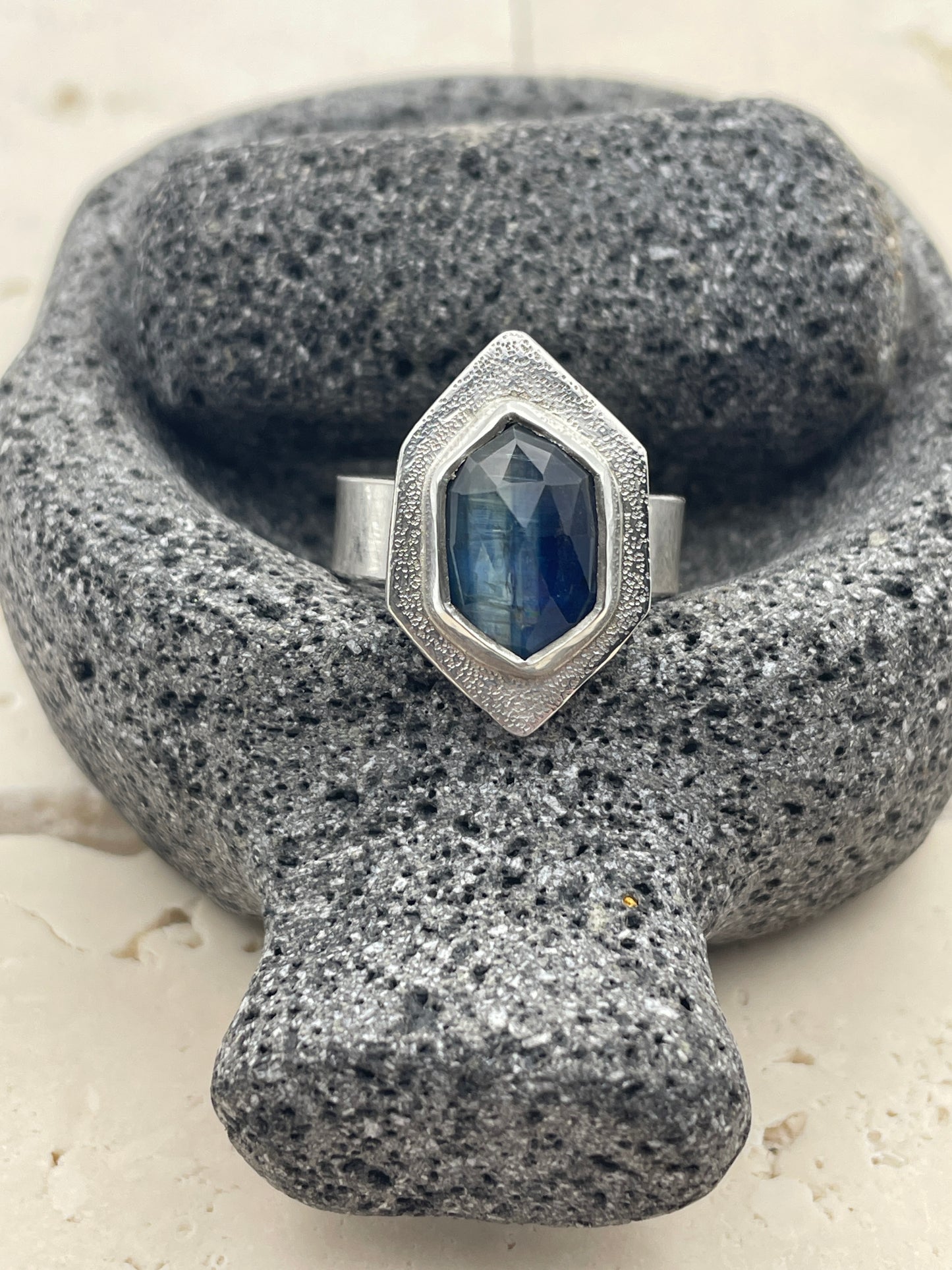 ChunkyBicolor Kyanite and Sterling Statement Ring