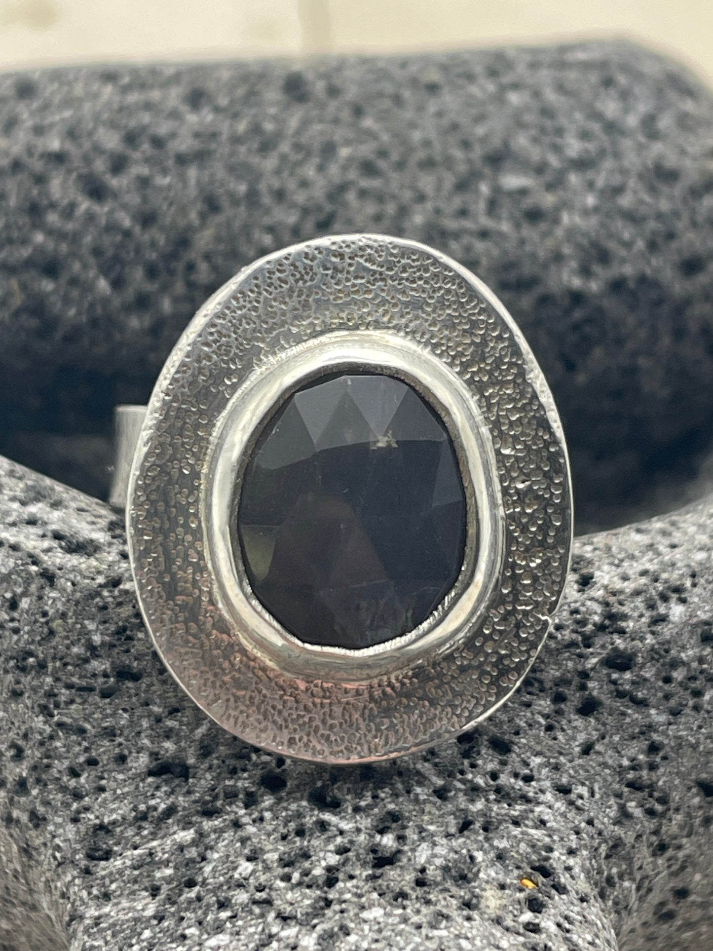 Super Chunky Grey Moonstone and Silver Ring