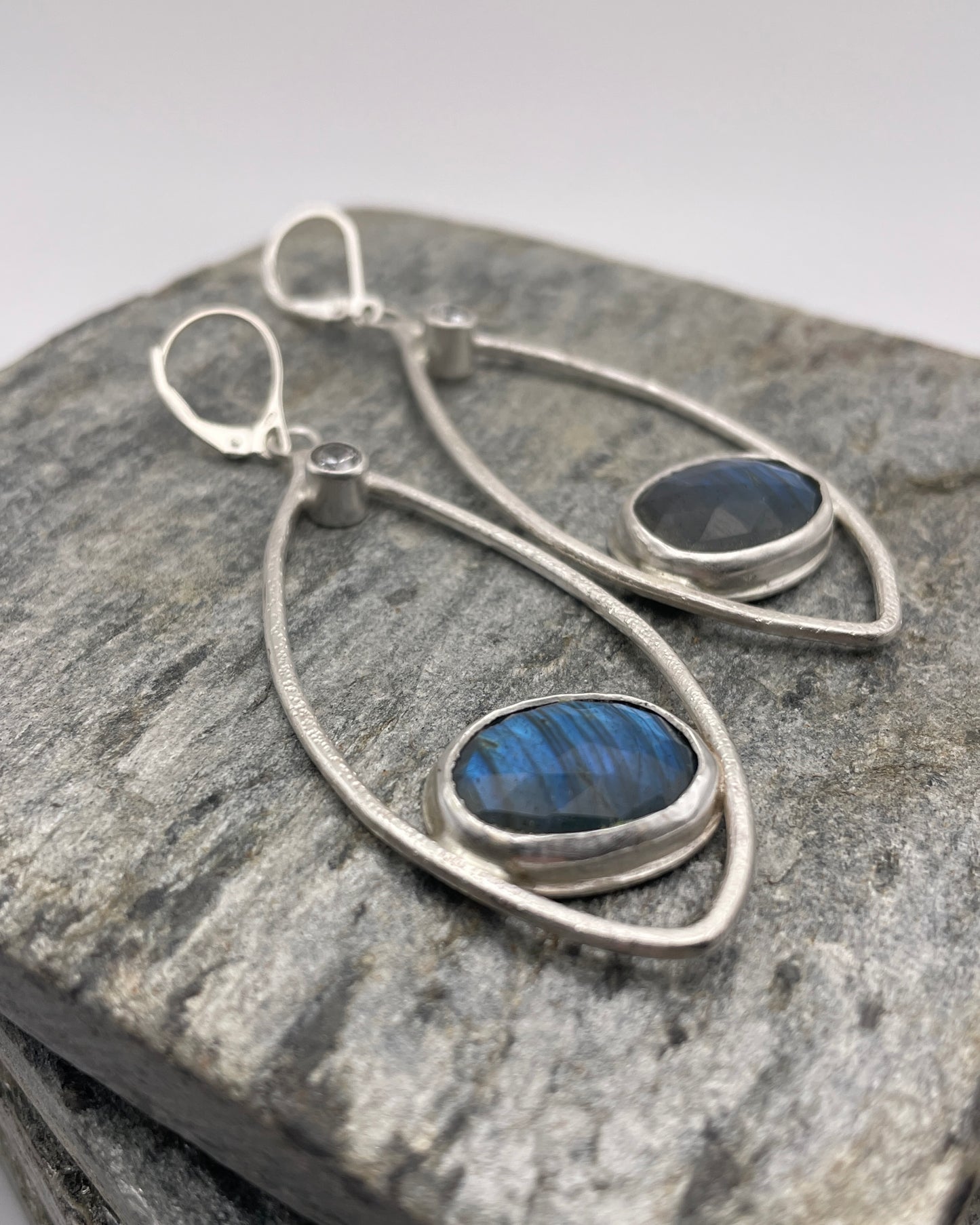 Labradorite Teardrop Sparkling Earrings