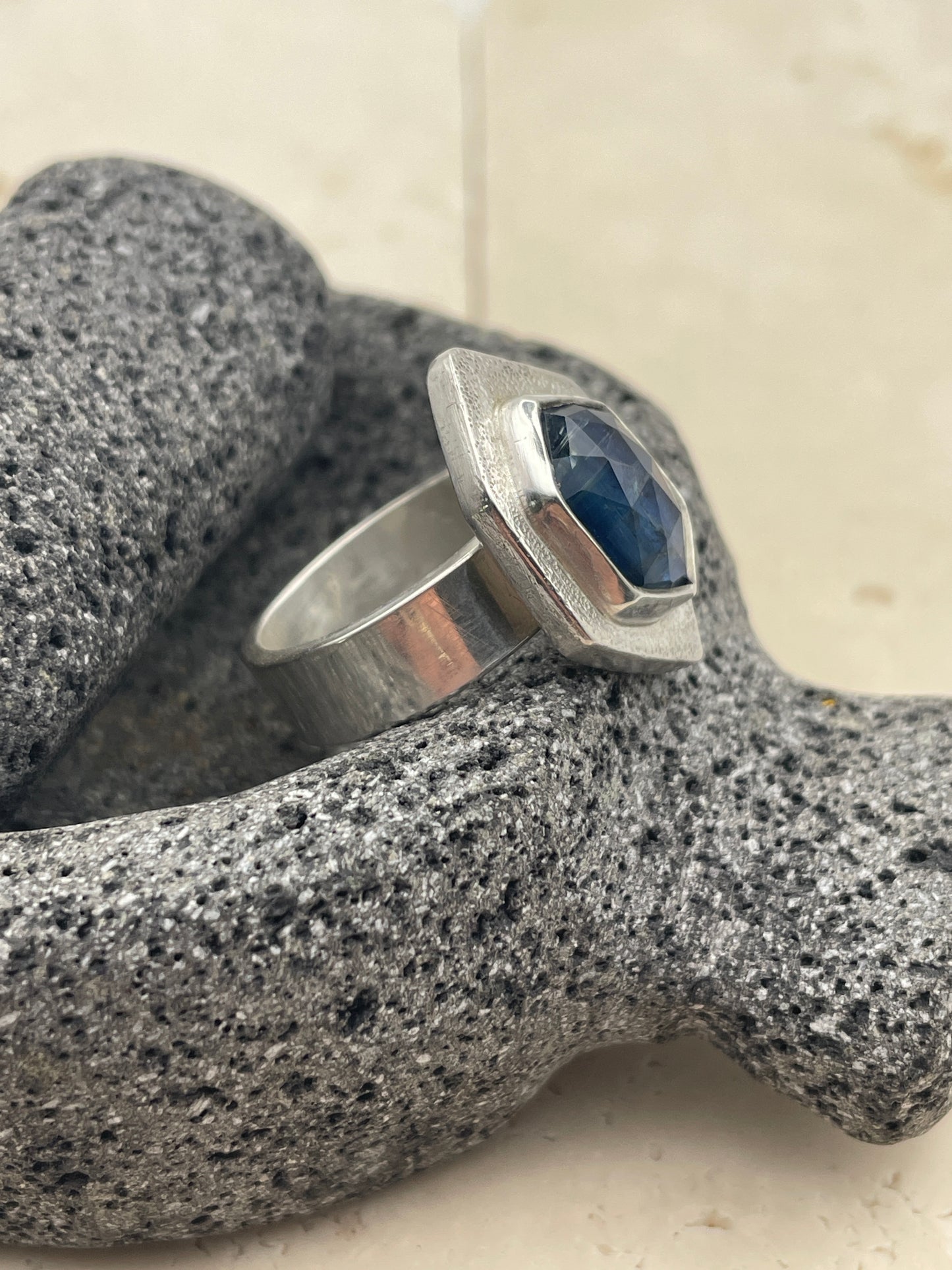 ChunkyBicolor Kyanite and Sterling Statement Ring