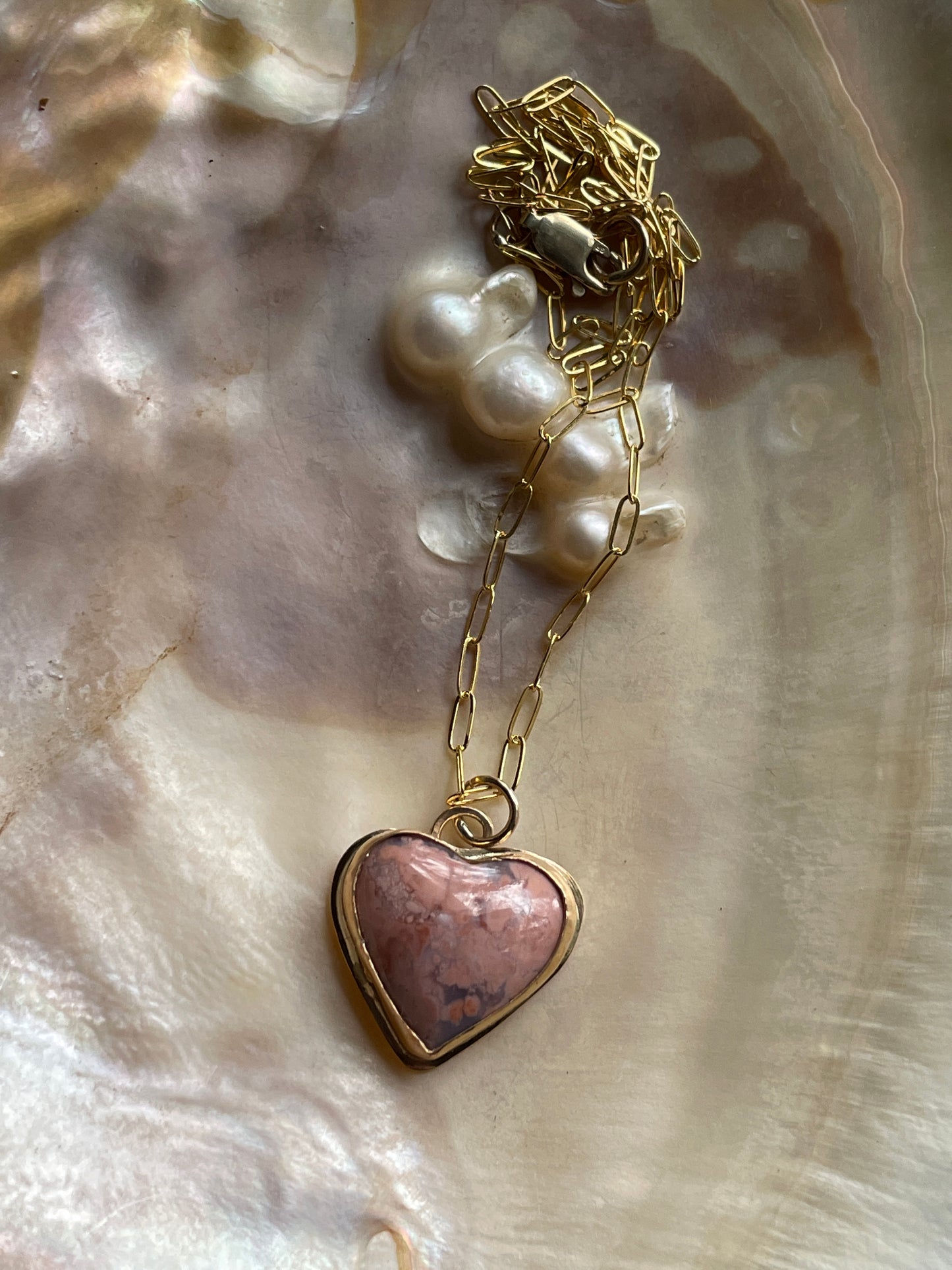 Cotton Candy Agate Heart Pendant