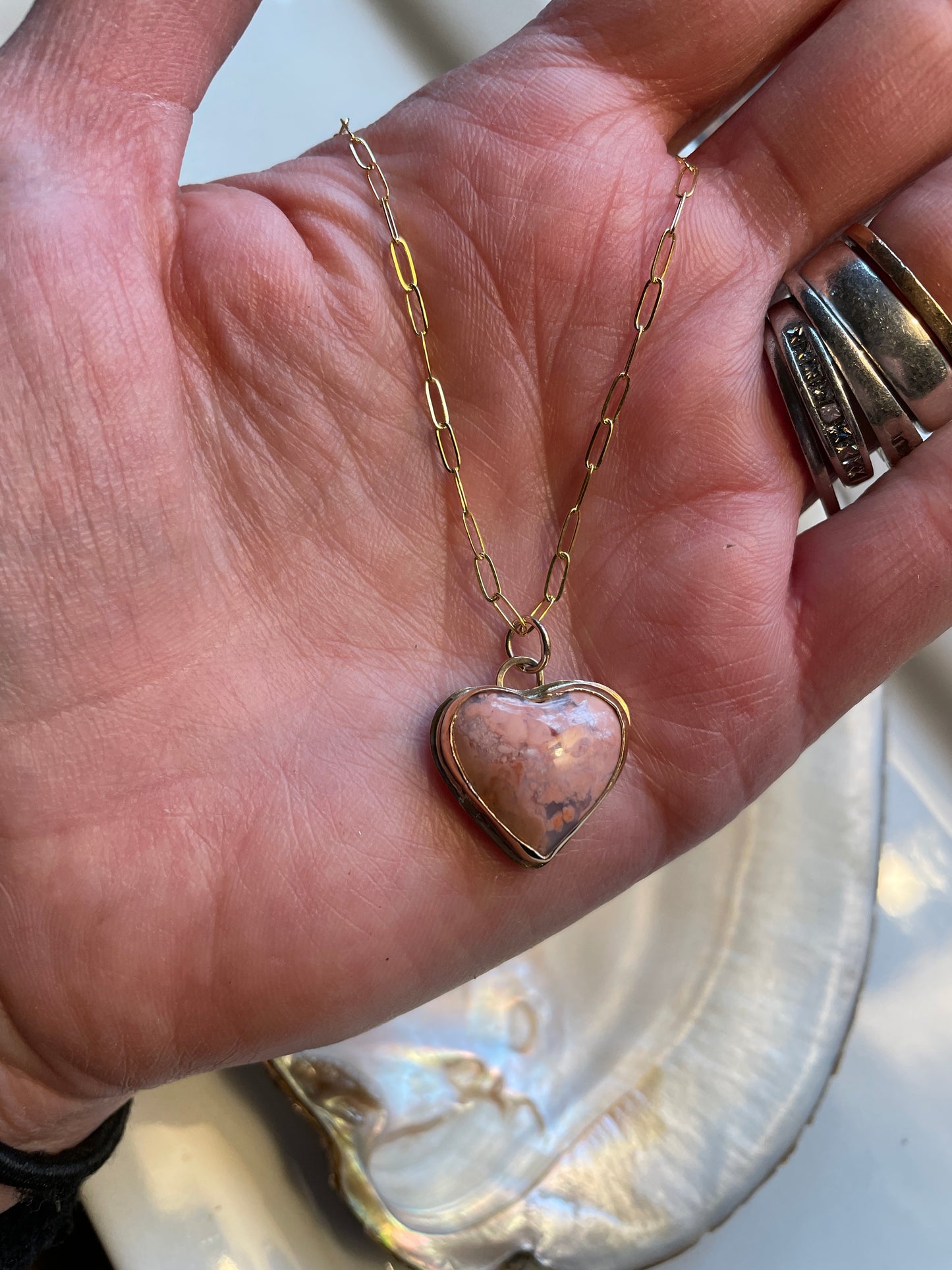 Cotton Candy Agate Heart Pendant