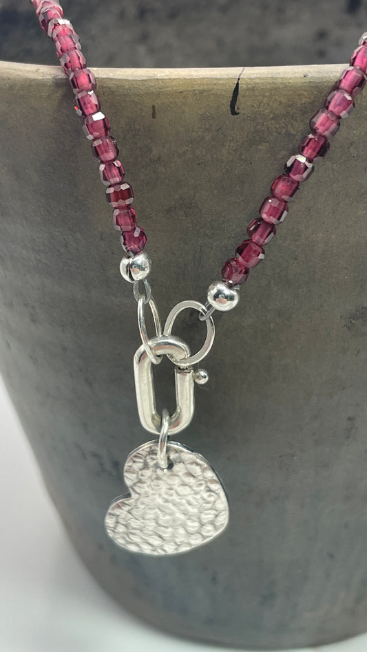 Garnets with Heart Convertible Necklace