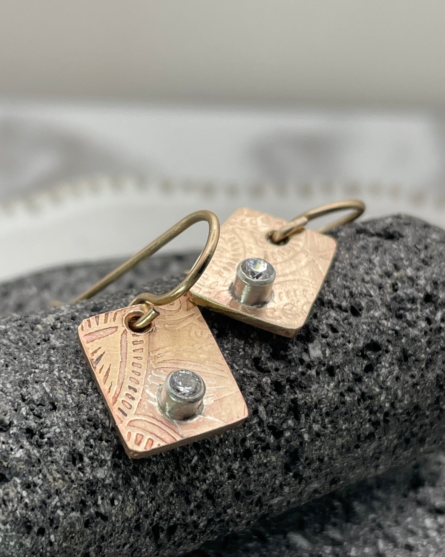 Embossed 14k Gold-Fill Tab Earrings