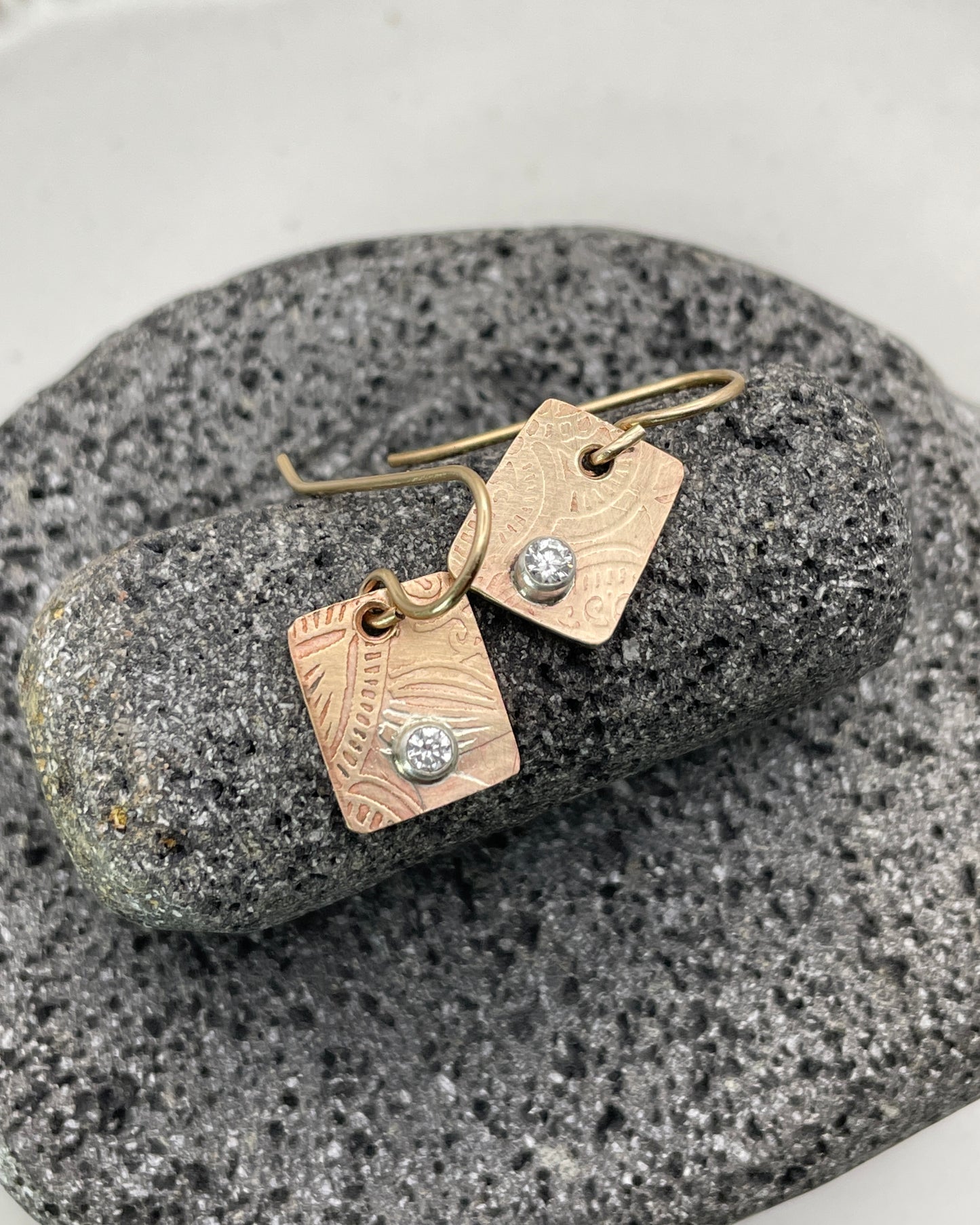 Embossed 14k Gold-Fill Tab Earrings