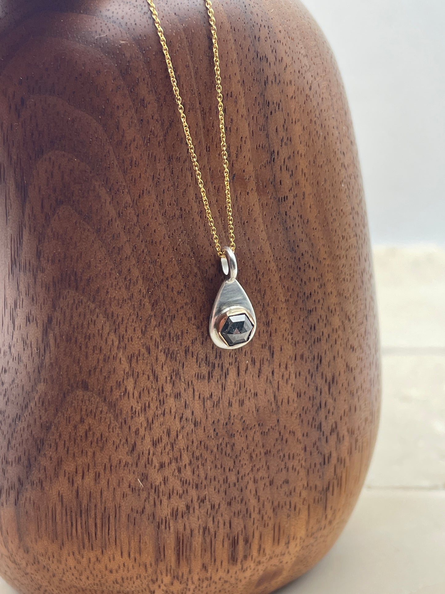 Bi-Metal Rustic Diamond Necklace