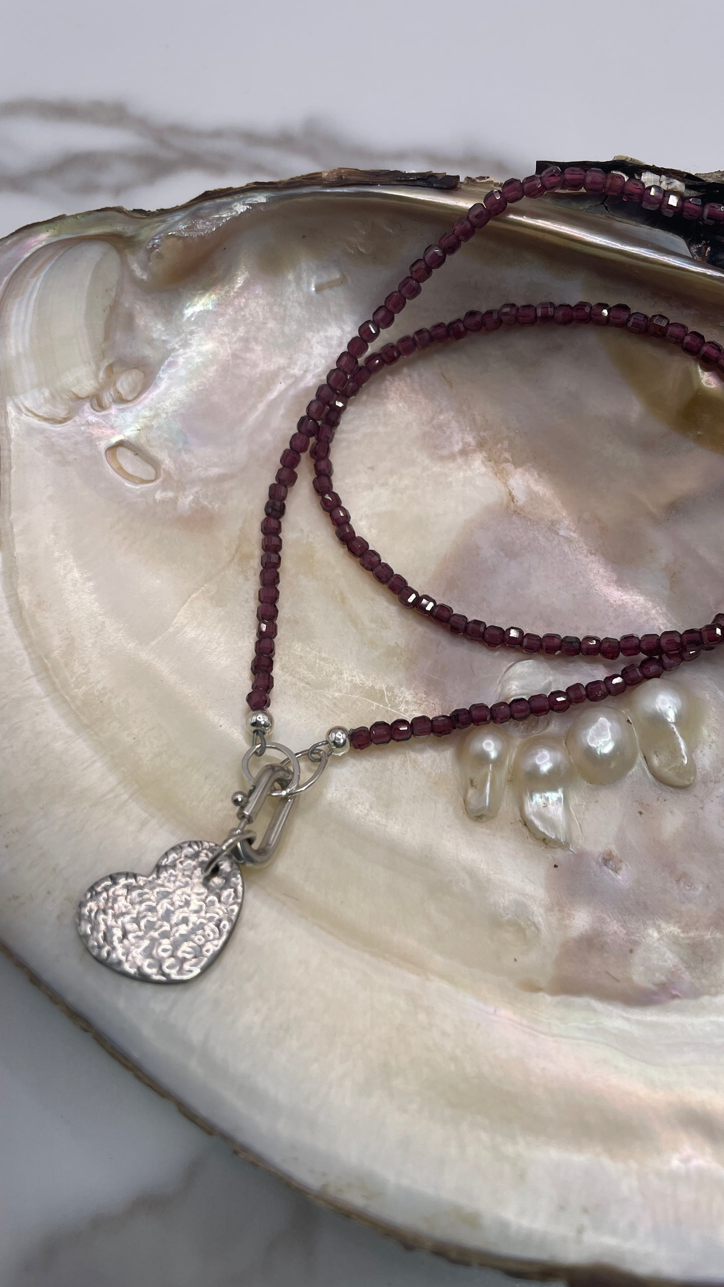 Garnets with Heart Convertible Necklace