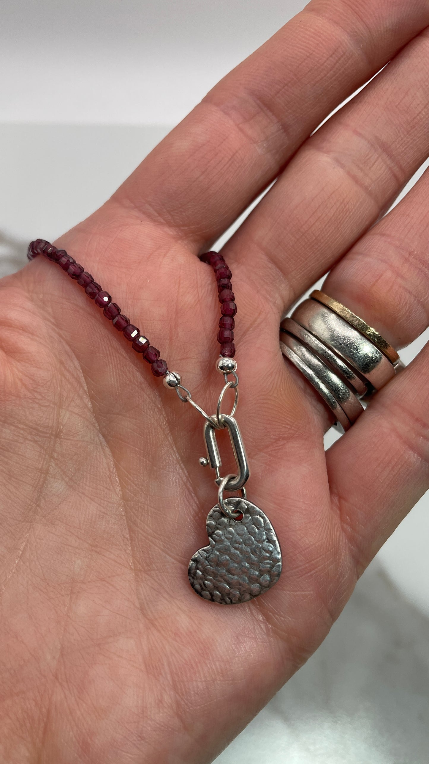 Garnets with Heart Convertible Necklace