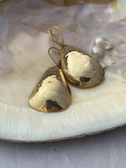 Bronze Puffed Teardrop Earrings