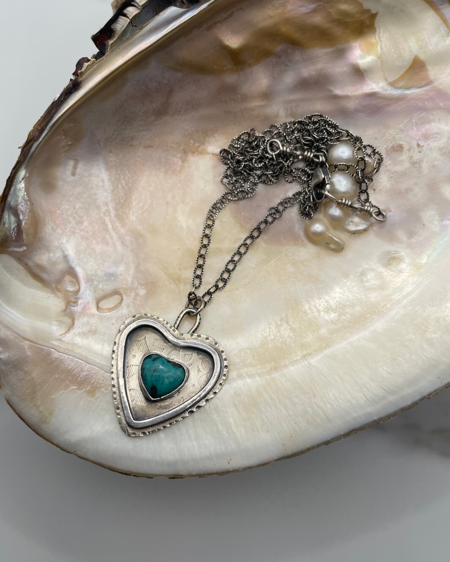 Turquoise Double Heart Pendant