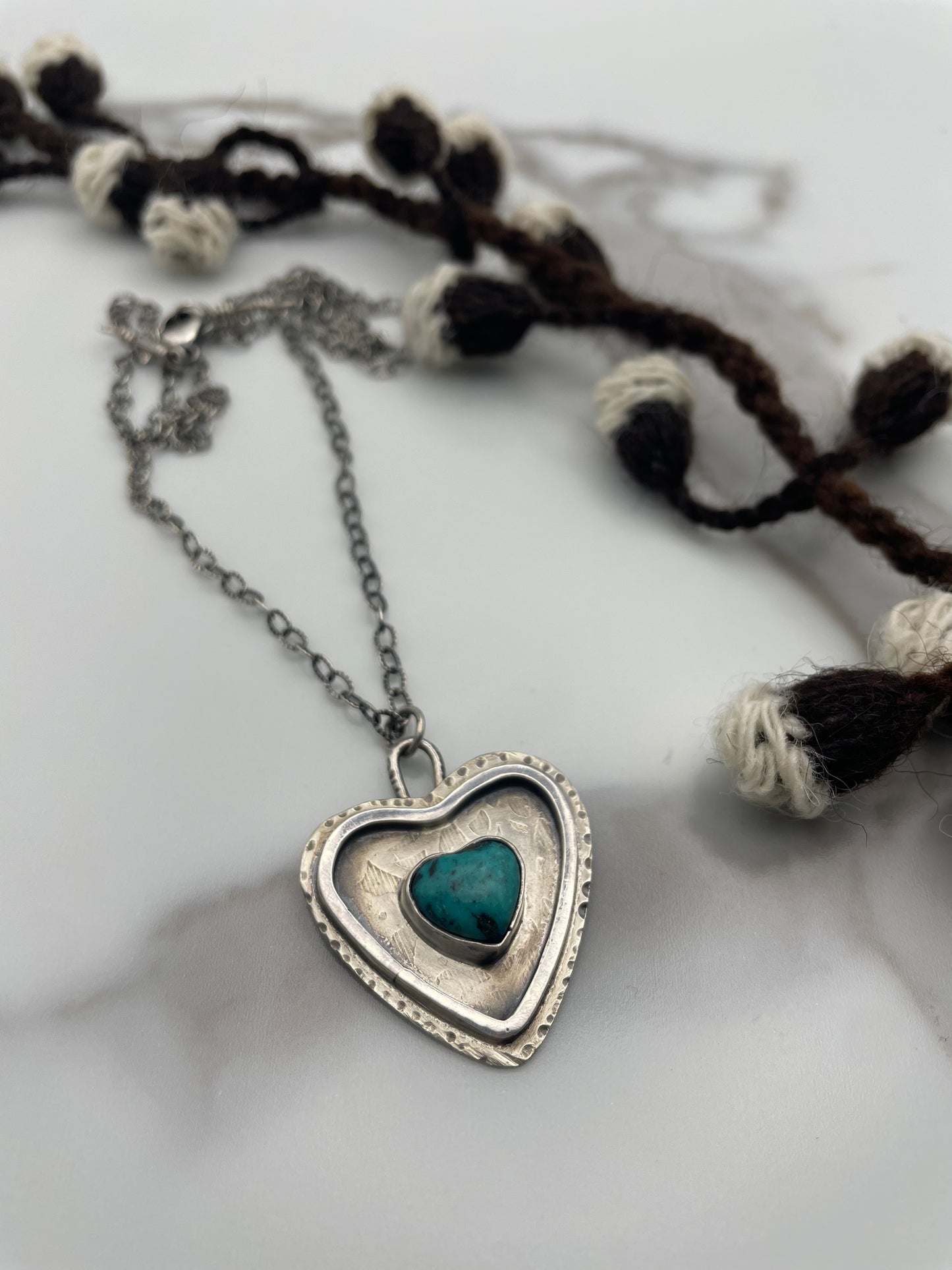 Turquoise Double Heart Pendant