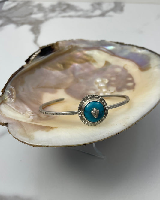 Turquoise and Sterling Adorned Cuff Bracelet