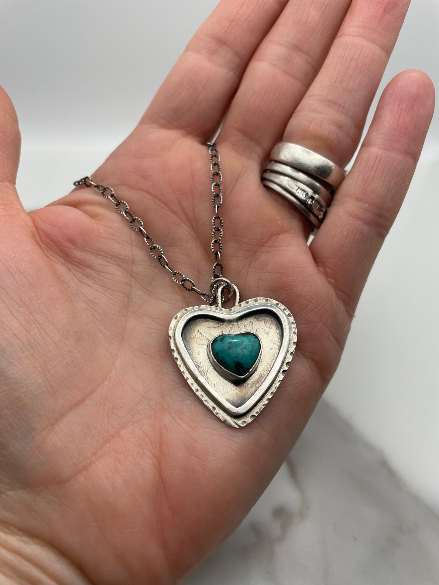 Turquoise Double Heart Pendant