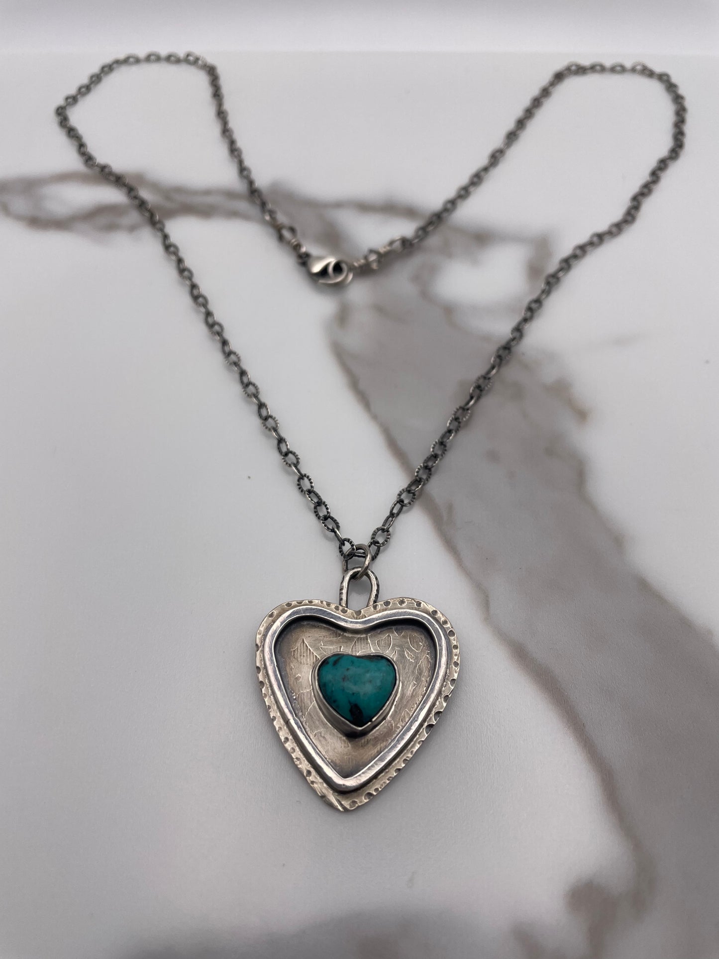 Turquoise Double Heart Pendant